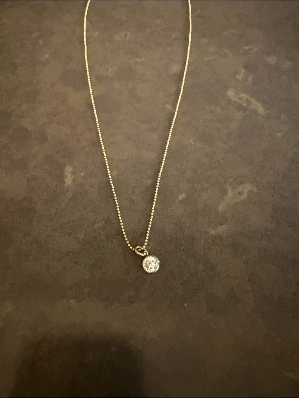 Delicate Gold Pendant Necklace with Clear Crystal Charm